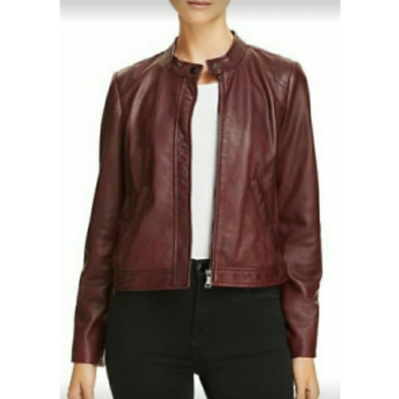 Rebecca Taylor Bordeaux Perforated Leather Coat - Picture 3 of 11